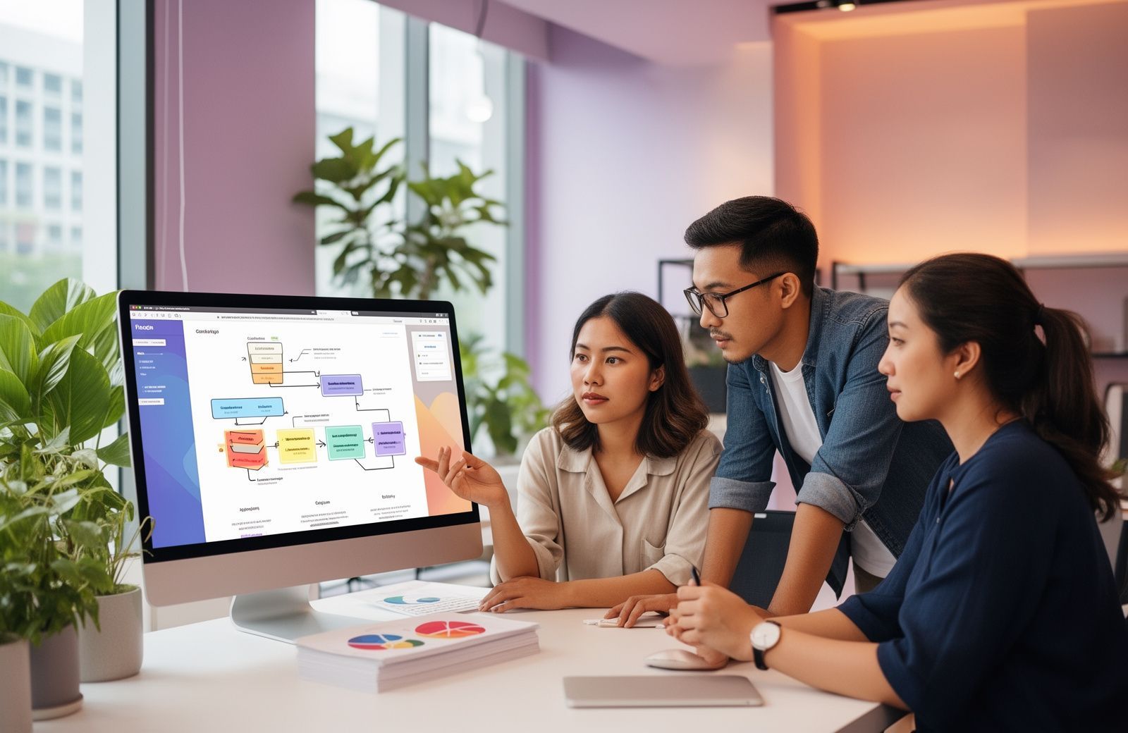 Primeflow Digital designers reviewing a conversion-focused website layout