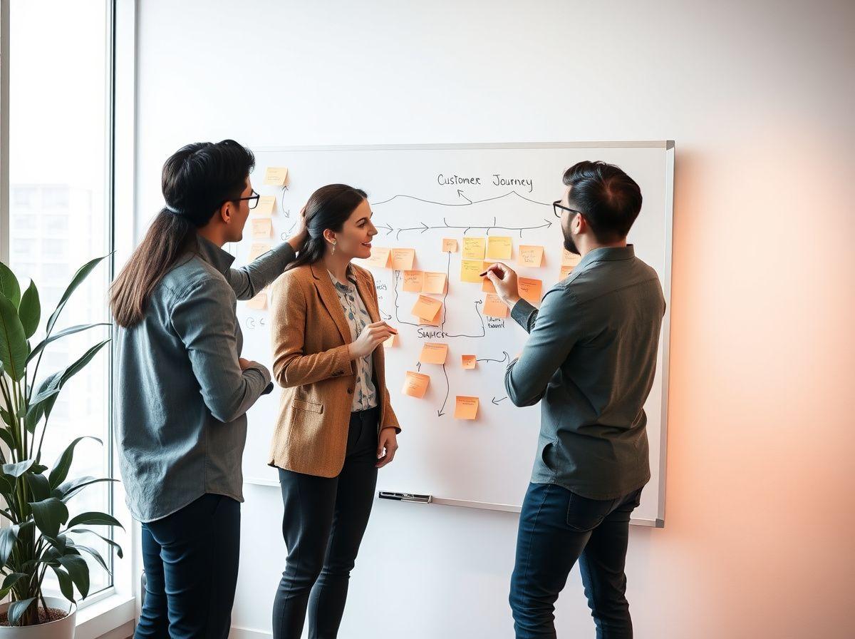 Primeflow strategists mapping a customer journey on a whiteboard